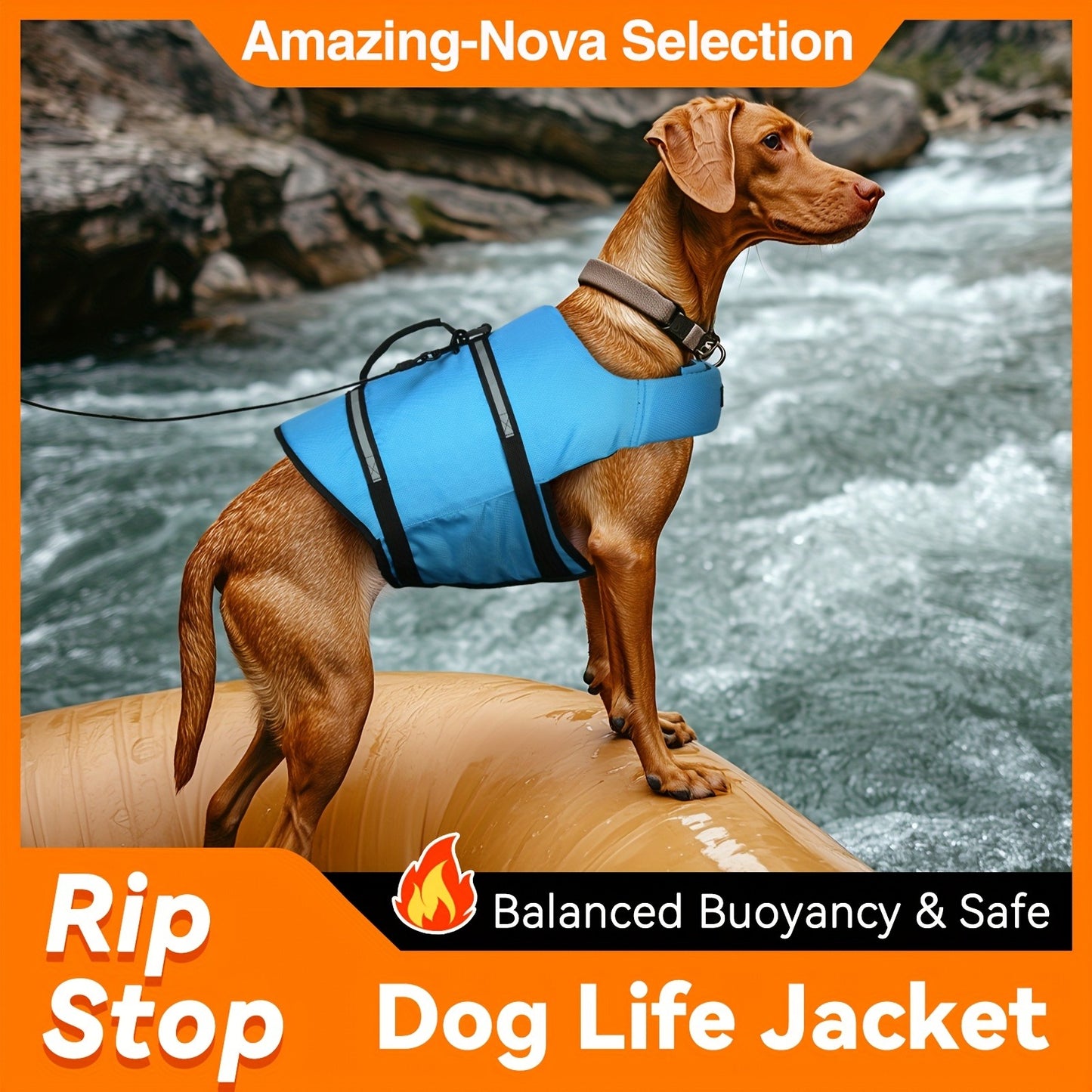 Dog Life Jacket Ripstop Swim Vest with Handle – Buoyancy Flotation Dog Life Vest for Swimming, Boating & Water Safety, Sizes XS to XL