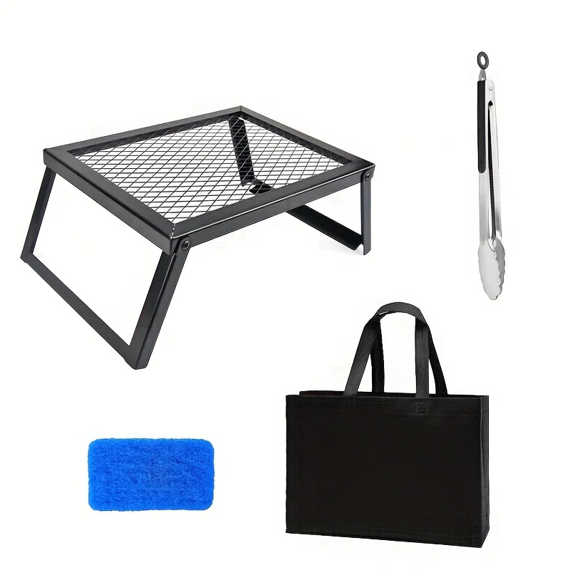 Portable Camping Bonfire Grill with Storage Bag – Heavy Duty Iron Barbecue Rack for Outdoor Picnic, RV Party & Firewood Heating