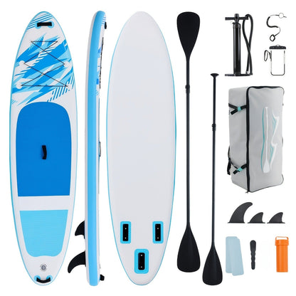 Inflatable Stand-Up Paddle Board Kit in Four Color Combinations with EVA Deck and Three Detachable Fins