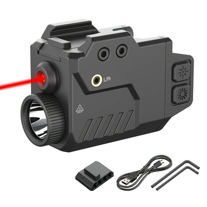 Tactical Flashlight with Laser Sight – 750 Lumen Pistol Light, Red/Green/Blue Laser, Strobe & Memory Mode