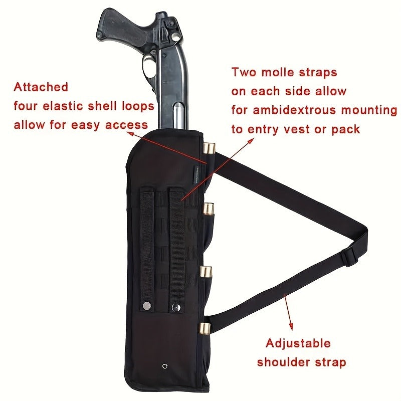Tactical Shotgun Holster with MOLLE System – 19" 600D Oxford Cloth, Adjustable Strap & Shell Loops, Lightweight Hunting & Shooting Scabbard