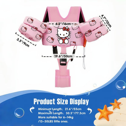 Toddler Swim Float Vest with Adjustable Straps – Sanrio Hello Kitty Pattern Kids Floating Jacket for Beginners Ages 1-9