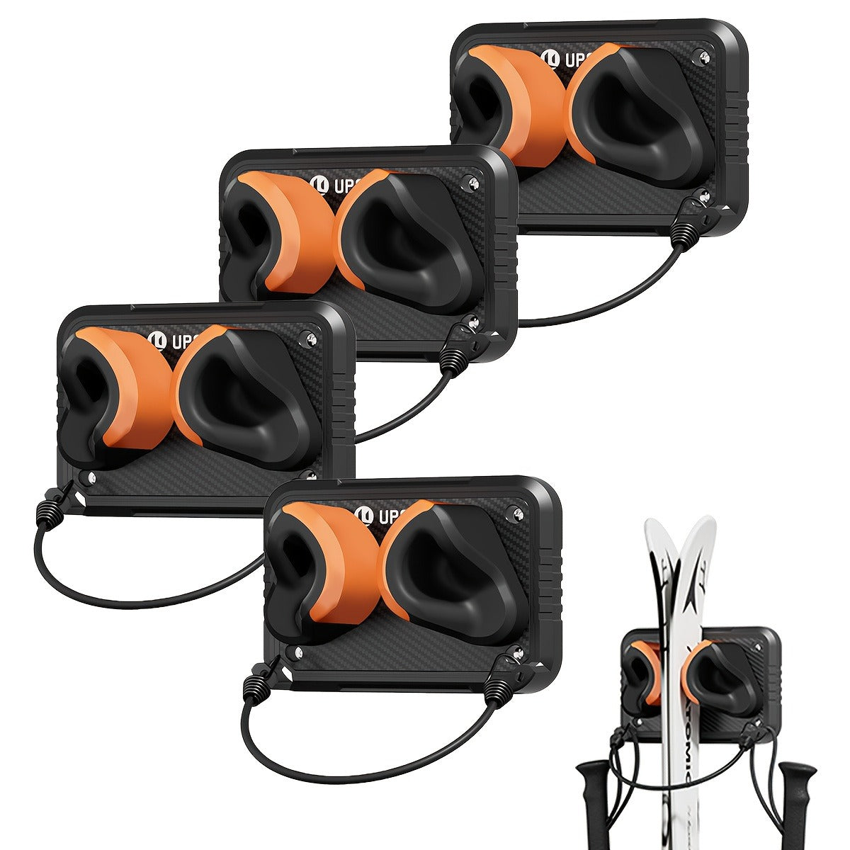 Wall-Mounted Ski & Sports Equipment Storage Rack – Heavy Duty Garage Organizer Hook Set, Holds Up to 100 lbs