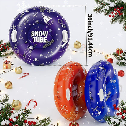 Snow Tubes for Adults 36 Inch 3-Pack – Extra-Large PVC Snow Sleds with 2 Dual Handles, Heavy-Duty Inflatable Snow Tubes for Hill Sledding