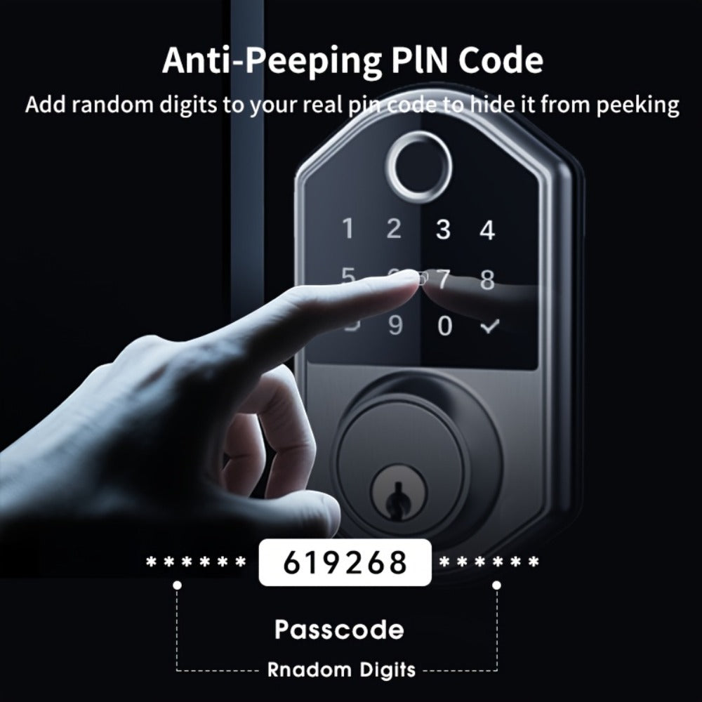Smart Door Lock Deadbolt with Fingerprint PIN Key and Card or Cardless Black Silver Configurations