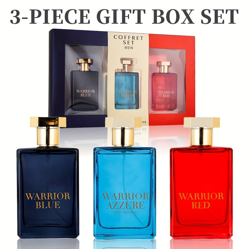 Eau de Toilette Warrior Blue 100ml Spray for Men with Single Bottle or Three-Piece Color Gift Set