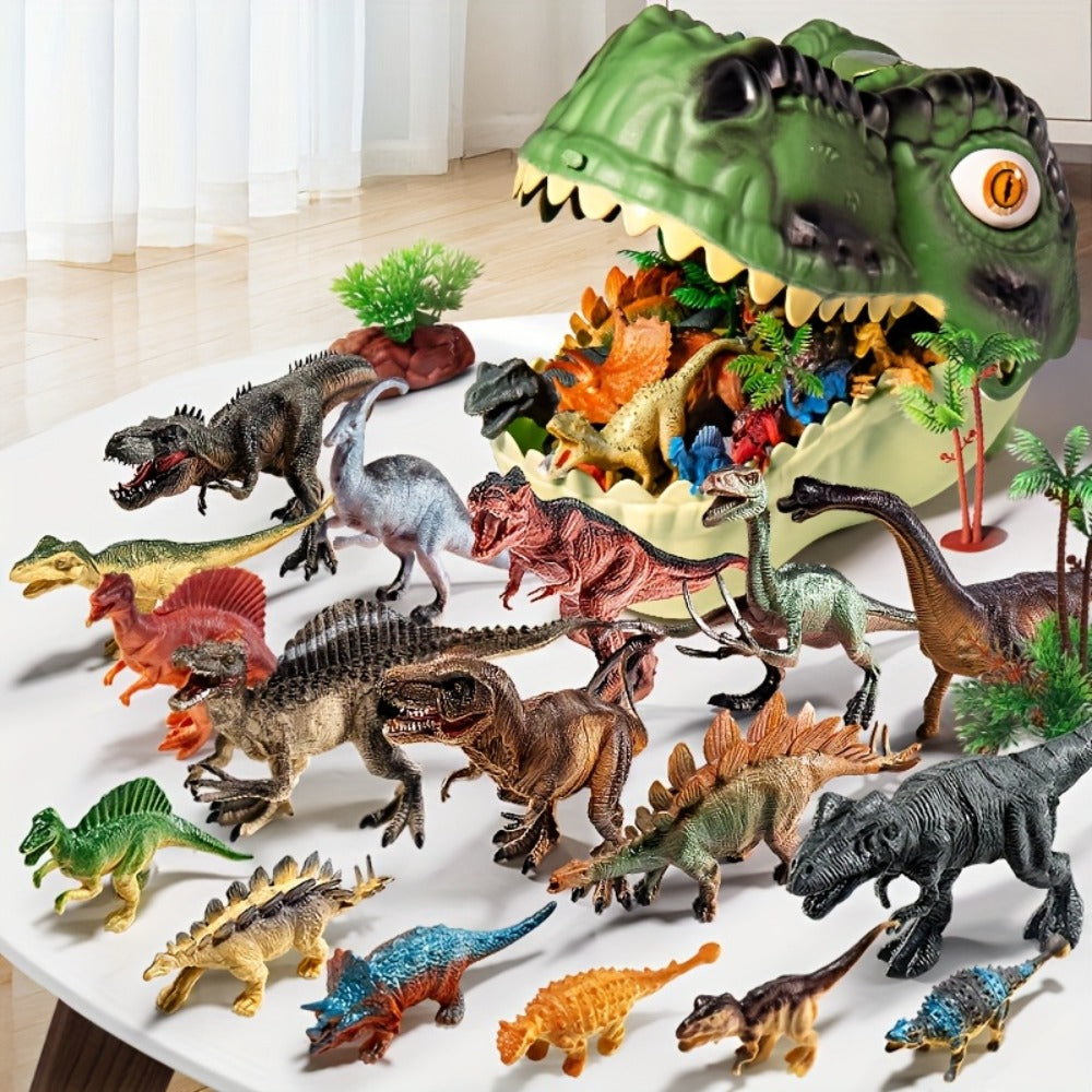 Dinosaur Toys for Boys 46pcs Realistic Jurassic Dinosaur Figures Set with Eggs, Trees & Fence