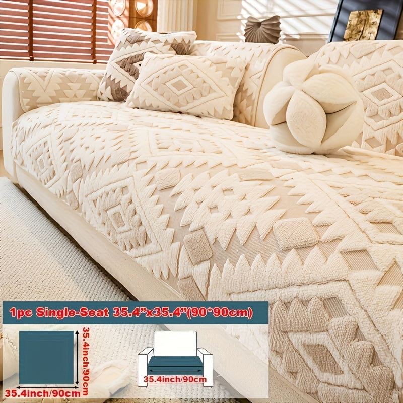 Sofa Cover, Thick Plush Couch Pad with Backing Detail in Three Colors and Seven Seat or Arm Sizes