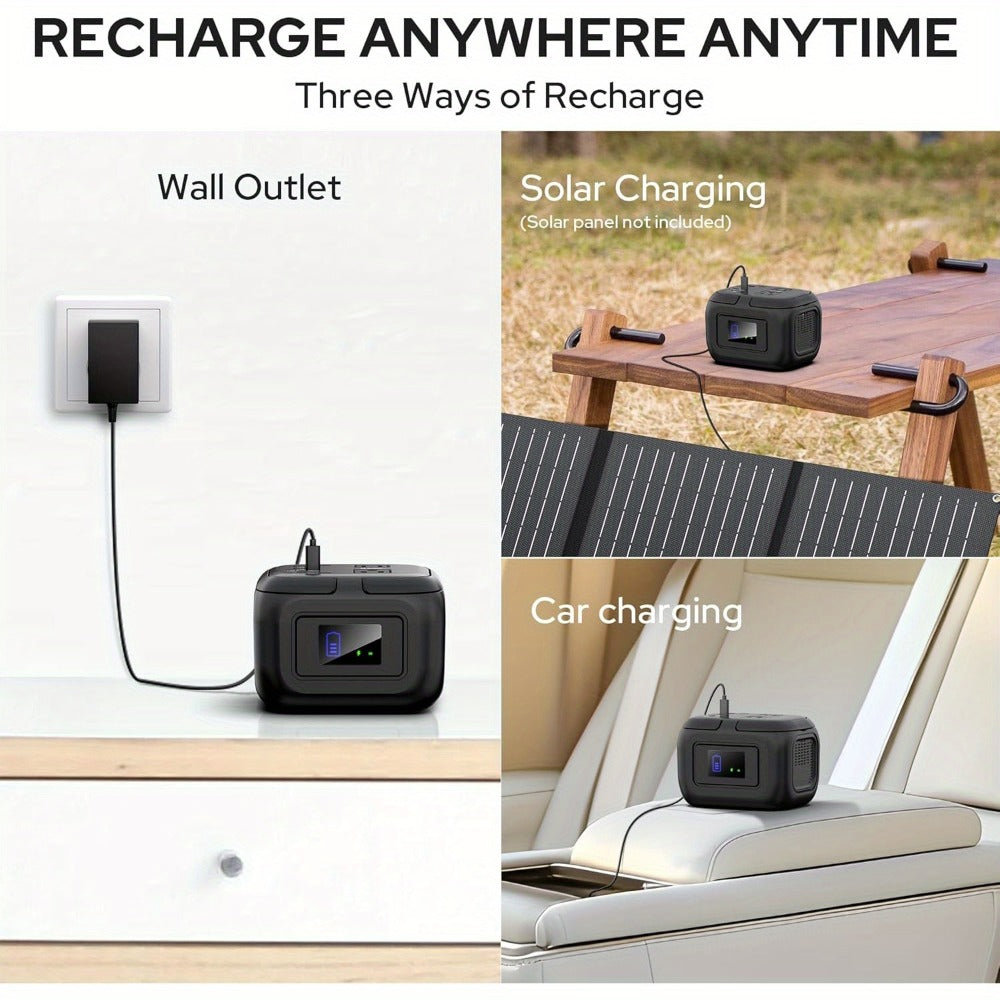 97.68Wh Portable Power Station 120W AC Outlet Power Bank with USB-A USB-C DC Outputs Battery Backup for Camping RV Emergency Home Use Travel