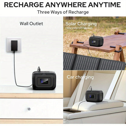 97.68Wh Portable Power Station 120W AC Outlet Power Bank with USB-A USB-C DC Outputs Battery Backup for Camping RV Emergency Home Use Travel