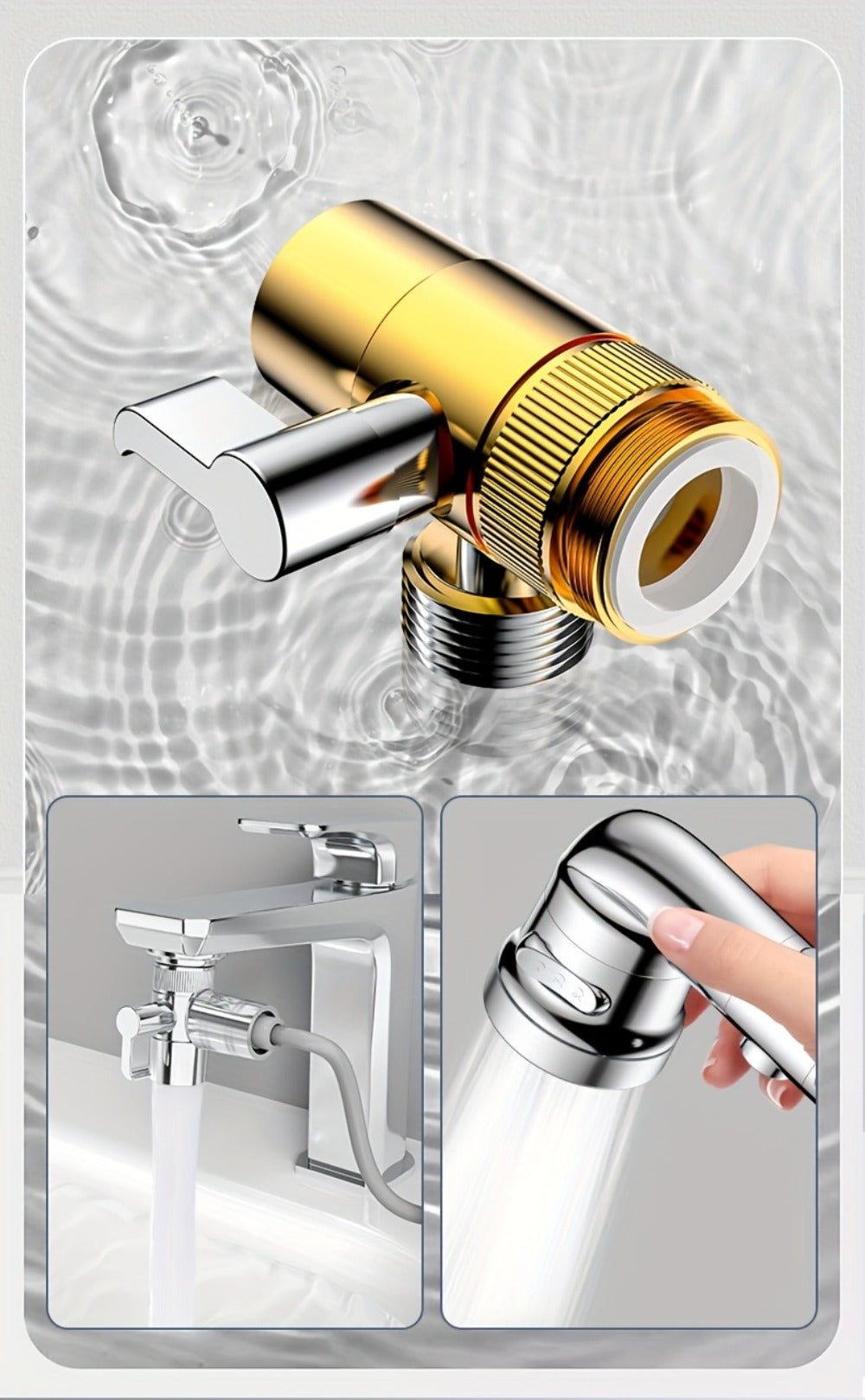 Faucet Extender Pull-Out Retractable Showerhead for Washbasin - Hot & Cold Compatible Hair Washing Sink Sprayer