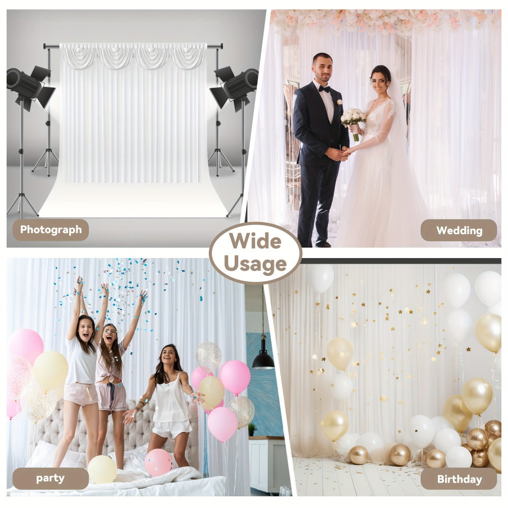 White Silk Wedding Backdrop Curtains 10x10ft – 1 Pack Luxurious Smooth Drapes for Wedding, Birthday, Bridal Shower, Party