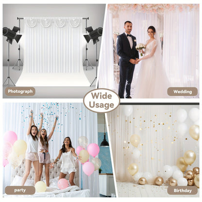 White Silk Wedding Backdrop Curtains 10x10ft – 1 Pack Luxurious Smooth Drapes for Wedding, Birthday, Bridal Shower, Party