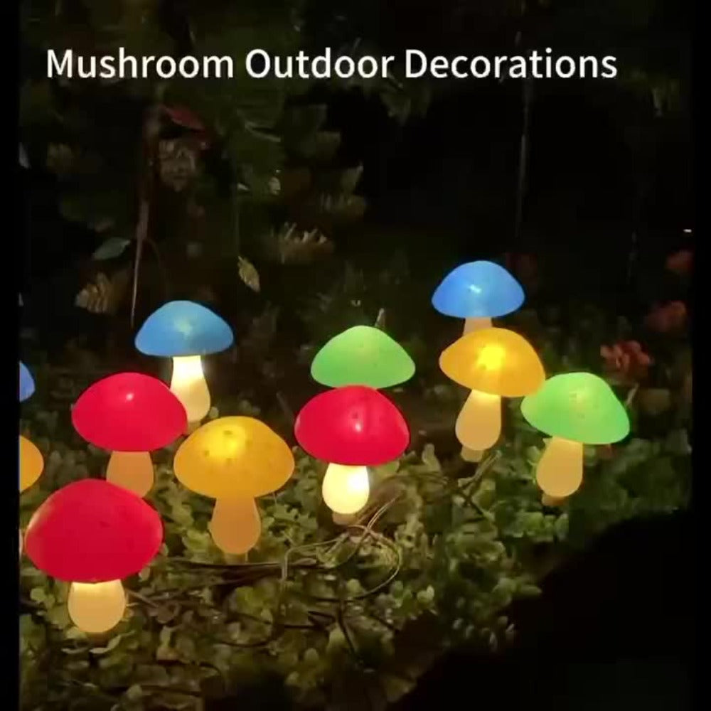 Solar Garden Lights 8-Pack Mushroom Stakes with 8 Modes in Multicolor or Red for Path Decor