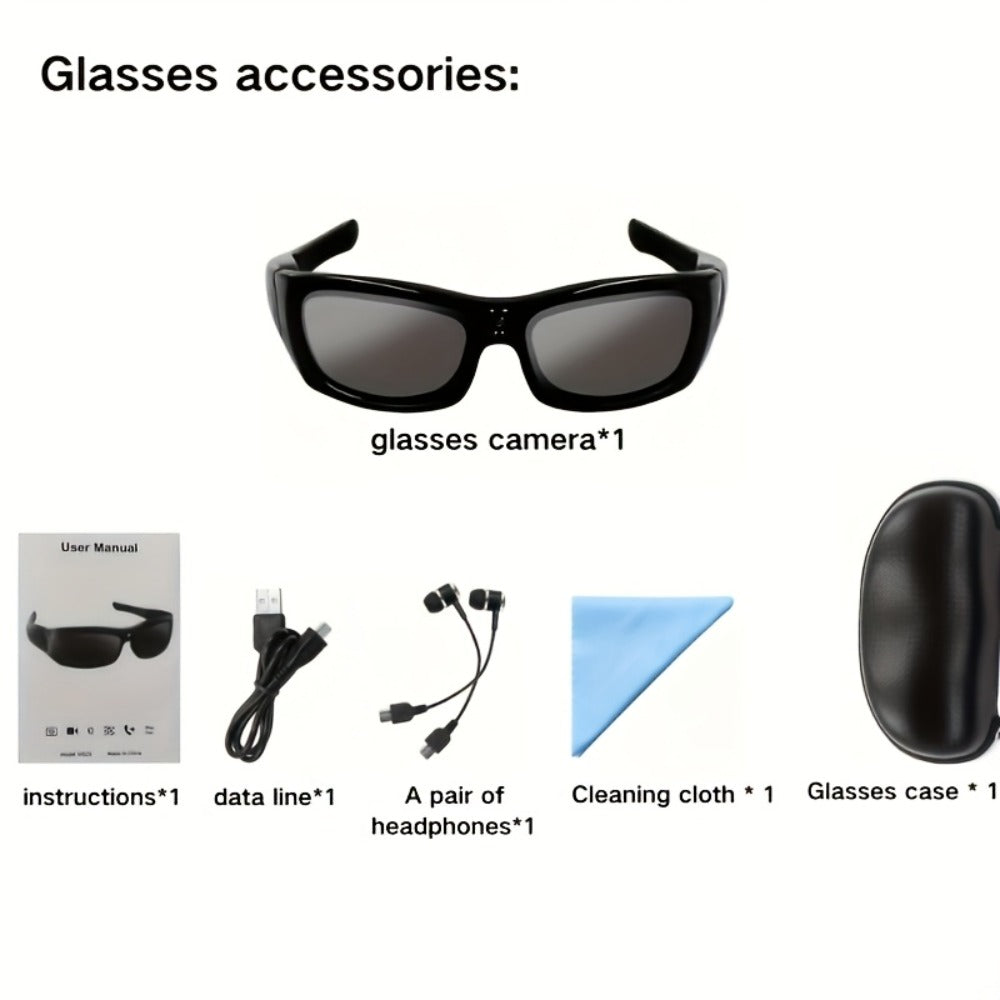 Smart Glasses Camera 1080P HD Video Recording, Built-in 32GB, Music Playback & Phone Call, Wearable Action Camera Sunglasses