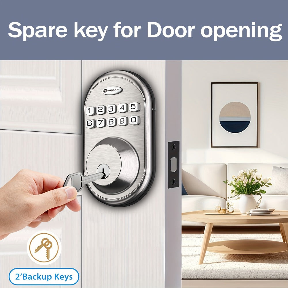 Smart Door Lock Deadbolt with Fingerprint Keypad App and Key Access in Black or Silver Options