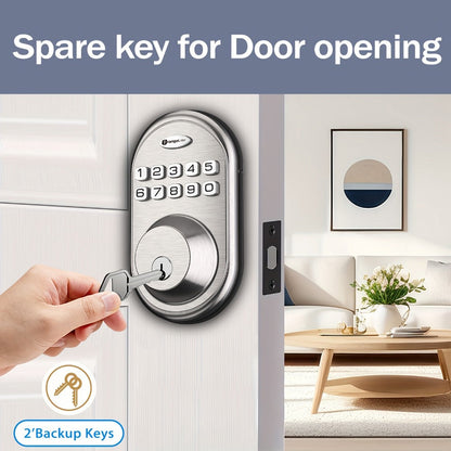 Smart Door Lock Deadbolt with Fingerprint Keypad App and Key Access in Black or Silver Options
