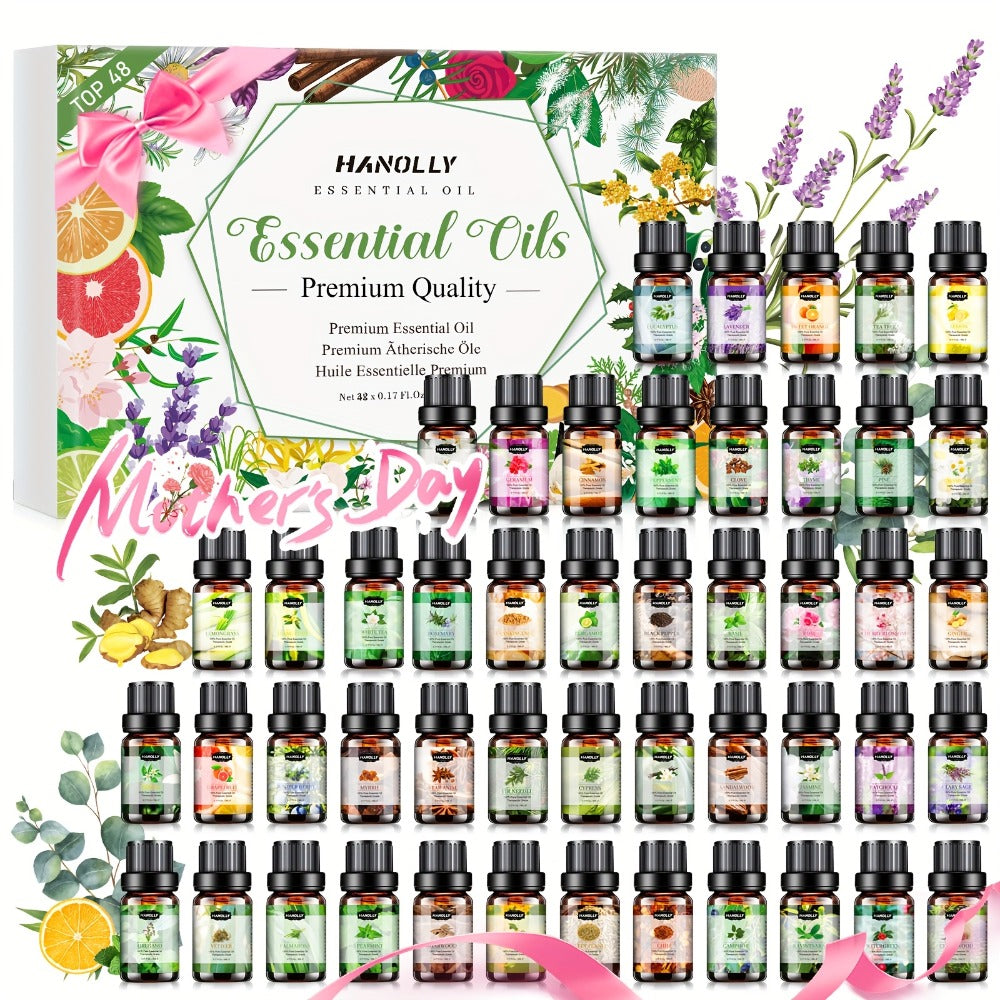 Essential Oil Gift Set with 12, 26, 32 or 48 Five-Milliliter Bottles and Assorted Scent Labels