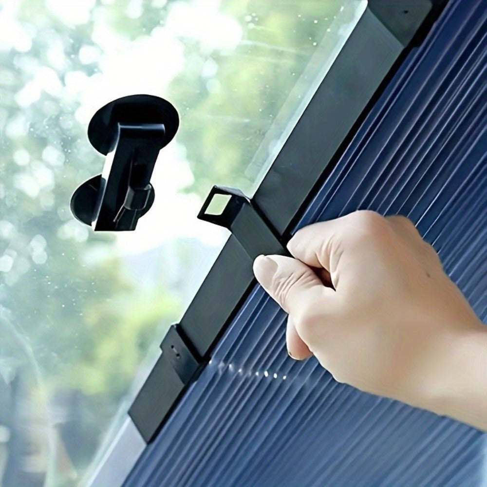Retractable Windshield Sunshade Aluminum | Auto Fold UV Resistant Heat Insulation, Buckle Stick Install, Front Window Sun Shade Curtain