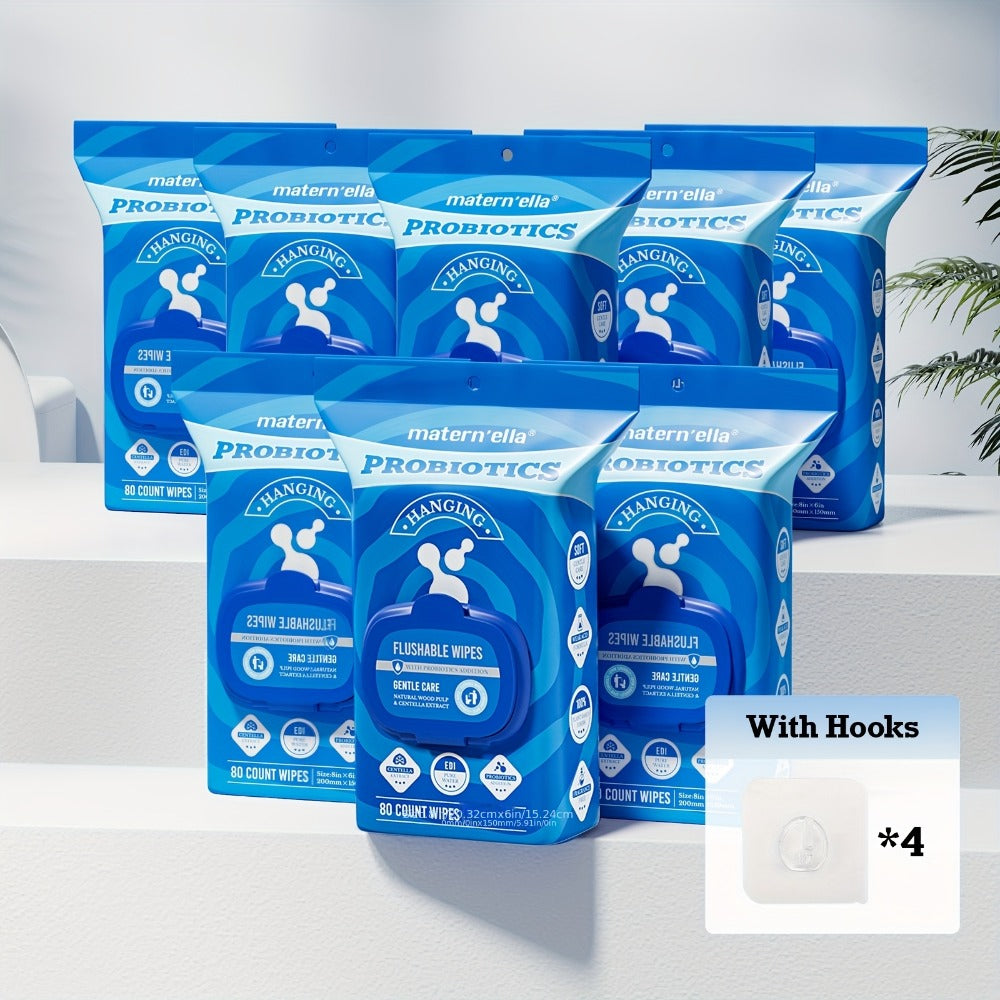 Flushable Wet Wipes for Adults with Probiotics, Plant-Based Fibers, Fragrance Free, Sewer Safe, & Thick Disposable Butt Wipes