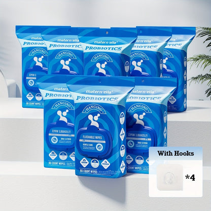 Flushable Wet Wipes for Adults with Probiotics, Plant-Based Fibers, Fragrance Free, Sewer Safe, & Thick Disposable Butt Wipes