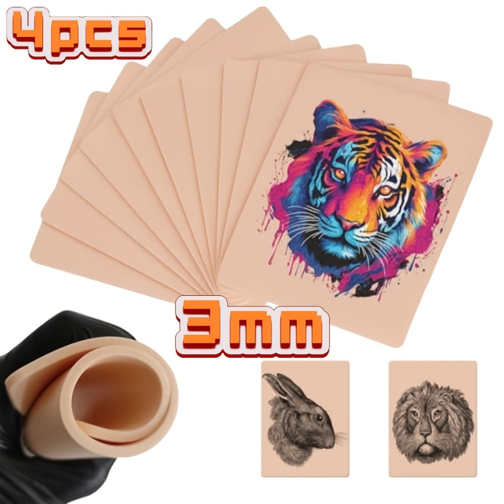 Silicone Tattoo Practice Skin 3mm Thick Double-Sided Fake Skin for Beginners & Professional Artists – Line Work Shading Outlining Eyebrow