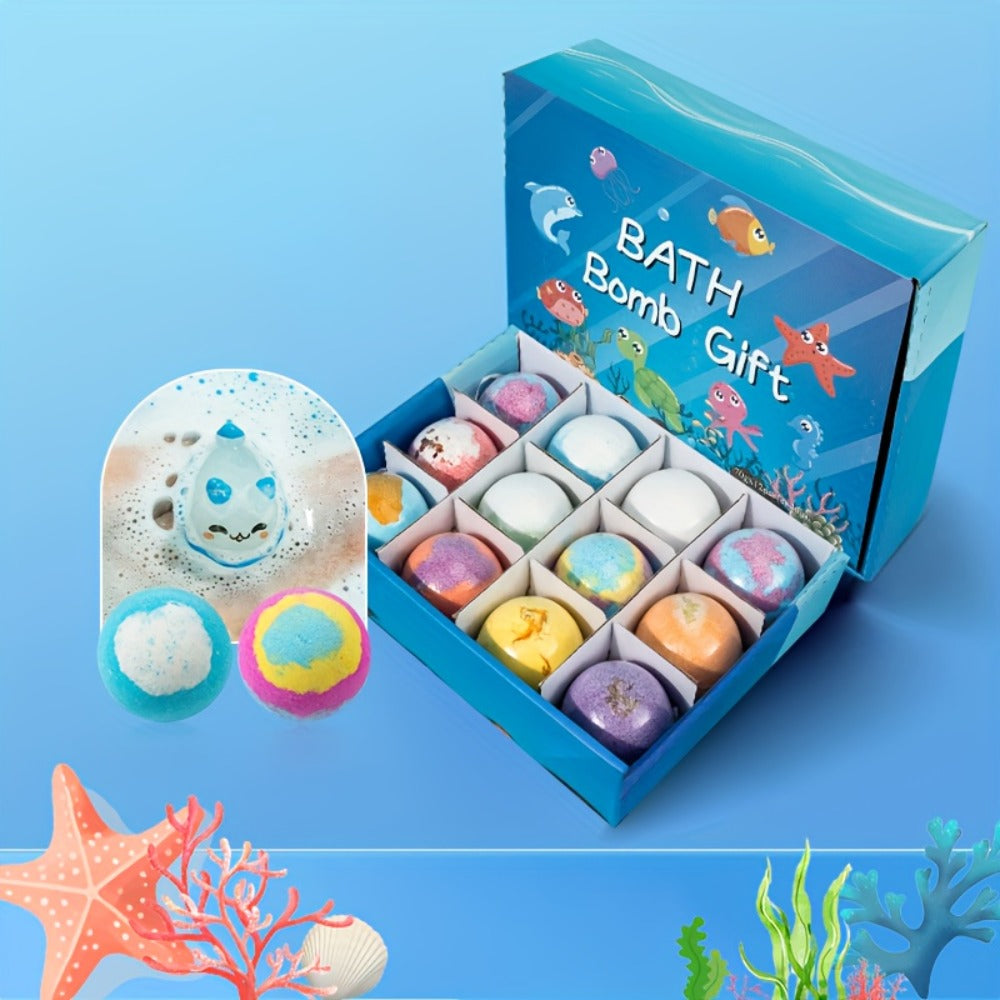 Bath Bombs with Surprise Inside Ocean Bath Ball Set, Rich Foam Lavender Essential Oil Fizzy Bath Bombs Gift