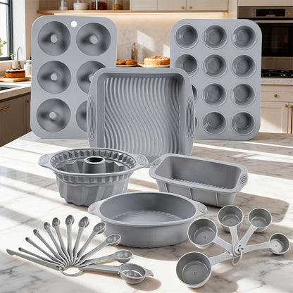 Baking Pan Set Nonstick Carbon Steel Cookie Sheets Roasting Pans Round Cake Muffin Pizza for Home Cooking, Dining and Outdoor Meals