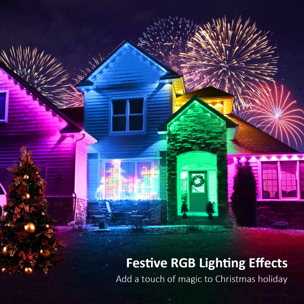 Permanent Outdoor Lights for Eaves RGB Color Changing, Music Sync, Dimmable, Timer, Multicolor & White