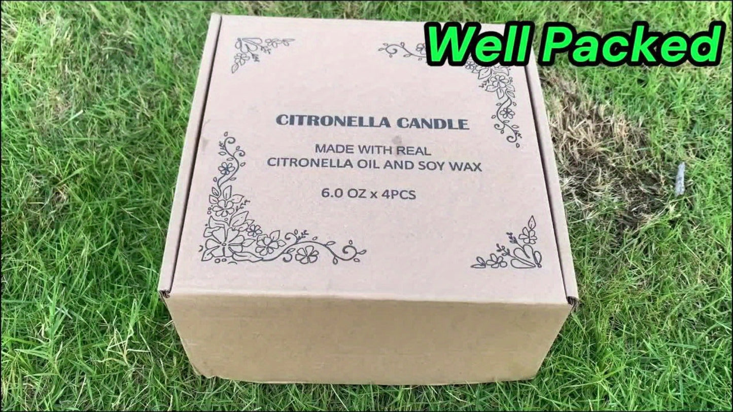 Citronella Candles Outdoor 4-Pack 6oz Each - 128 Hours Burning Mosquito Candle Set for Patio Garden Camping BBQ Party Yard Decor