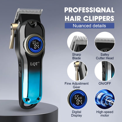 Hair Clipper LQT Blue Multi-Tool Grooming Set Options with Digital Displays, USB Charging and Guide Combs