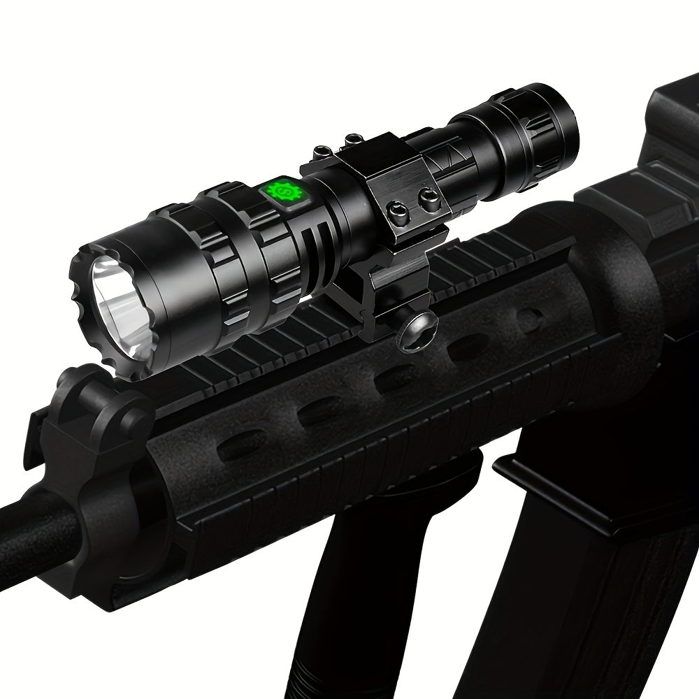 Picatinny Rail Flashlight 2 Pack – High Lumen Tactical Torch, 5 Modes, USB Rechargeable, 20mm Rail Mount, Wrist Strap & Remote Switch