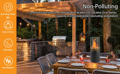 Fire Bowl Tabletop Fire Pit Indoor Outdoor Butane Fuel Mini Portable Fireplace with Glass Wind Guard for Garden, Patio and Yard Use