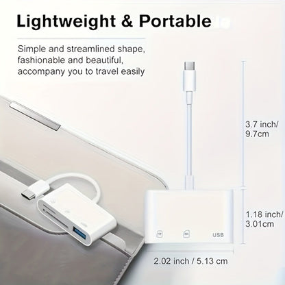 USB-C OTG SD Card Reader Adapter 2-Pack, Type-C to SD & Micro SD/TF Memory Card Reader for iPhone