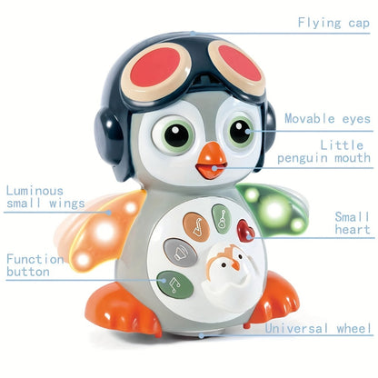 Interactive Dancing Penguin Baby Toy with Music, Lights & Crawling Motion – Infant Tummy Time Learning Toy