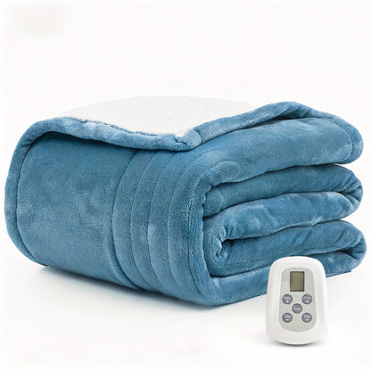 Dual Control Electric Heated Blanket with 10 Heat Levels - Auto Shutoff, Overheat Protection, Fast Heating