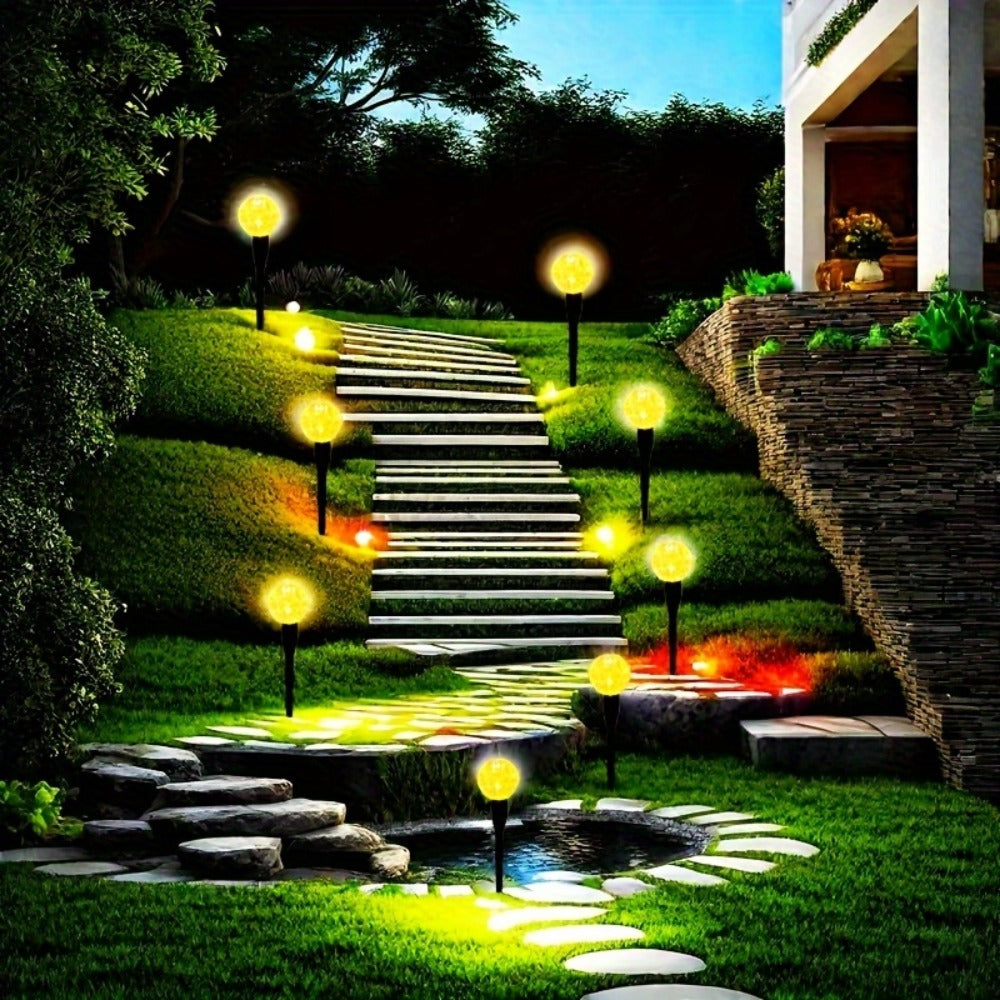 Solar Garden Light Bubble Path Stakes 30-Piece Set with Colorful or Warm White LED Options