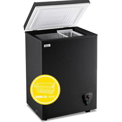 Chest Freezer, Compact Mini Deep Freezer with 7-Level Temperature Control (-11.2°F to 50°F), Low Noise R600a Compressor