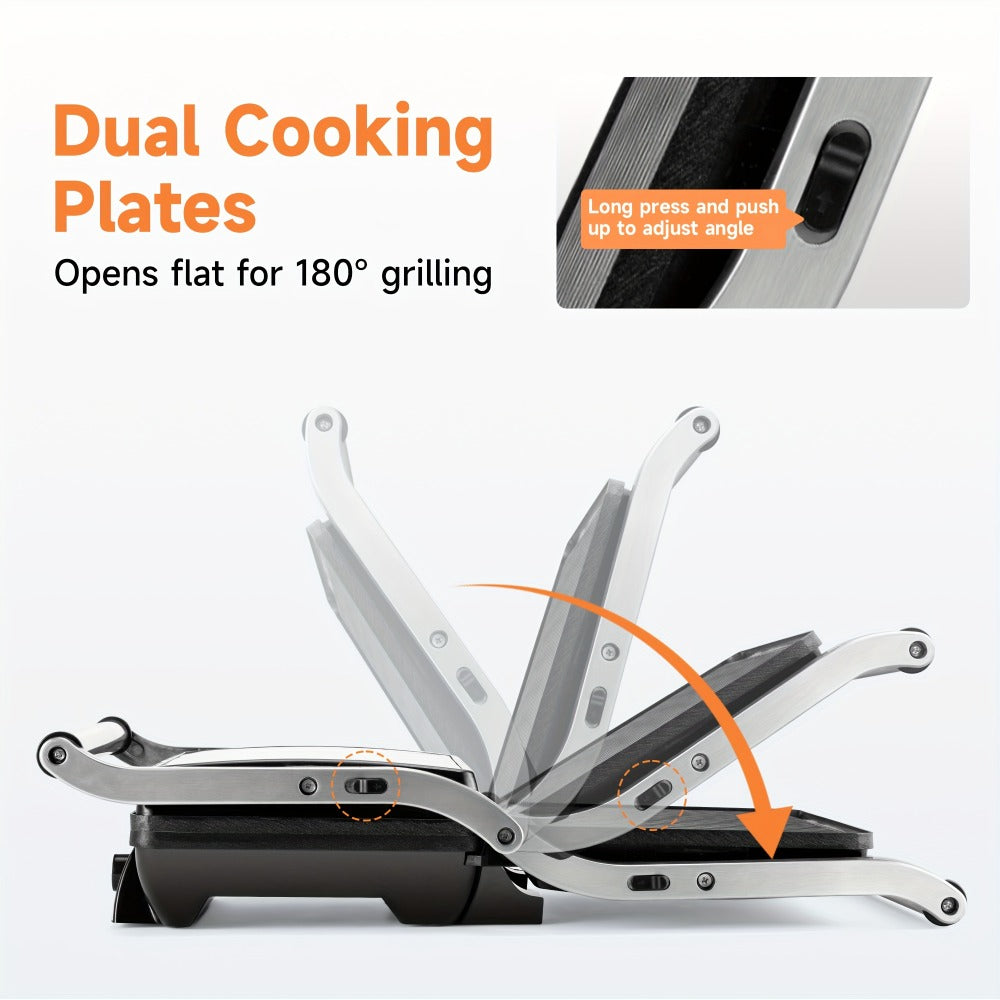 Panini Press Grill 3-in-1 Electric Indoor Grill with Non-Stick Plates - 180° Flat Grill for Entryways, Bedrooms and Living Spaces