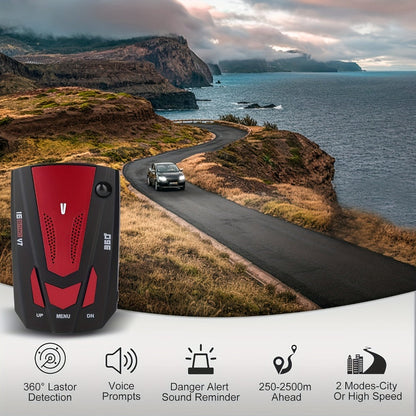 16-Band GPS Detector for Cars 360 Degree Anti-GPS Speed Camera LIDAR Detector Voice Alarm Real-Time Threat Alerts Enhanced Safety Features