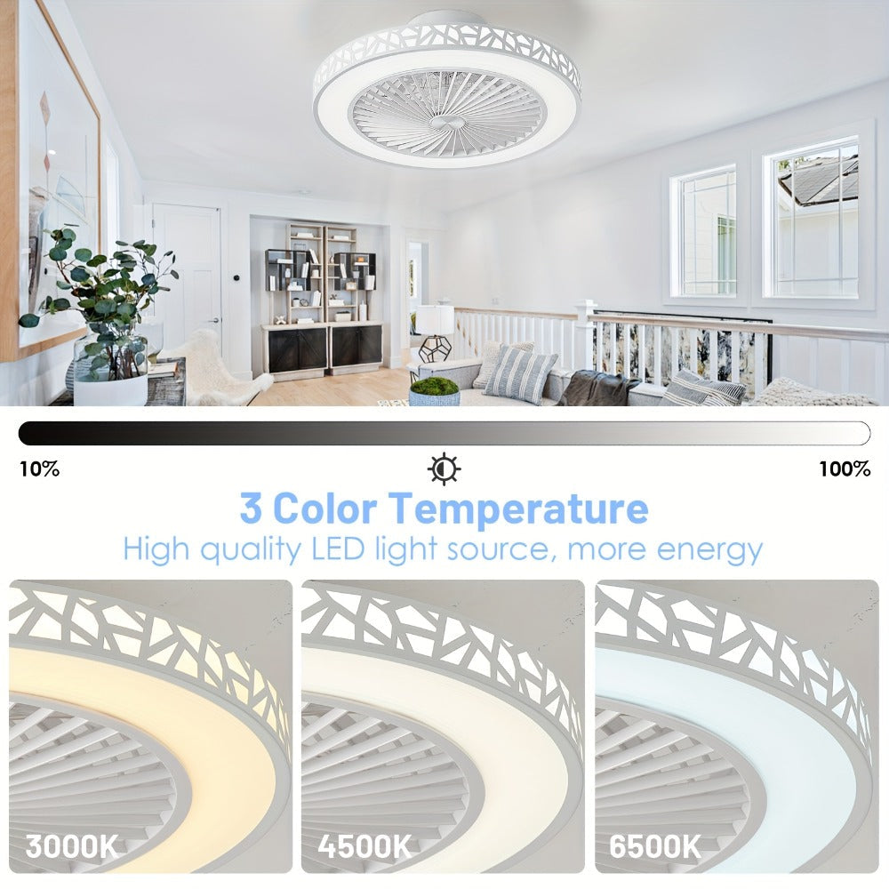 Flush Mount Ceiling Fan with Light and Remote 19 Inch, Low Profile LED Ceiling Fan 6 Wind Speeds Reversible Motor