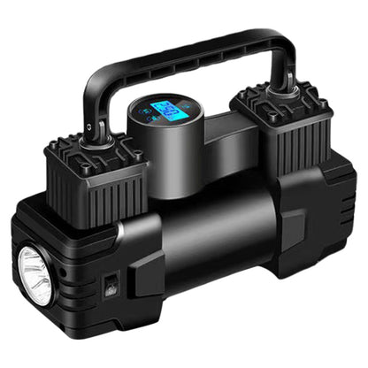150 PSI 12V Dual-Cylinder Tire Inflator with Analog or Digital Gauge, LED Light and Carry Handle