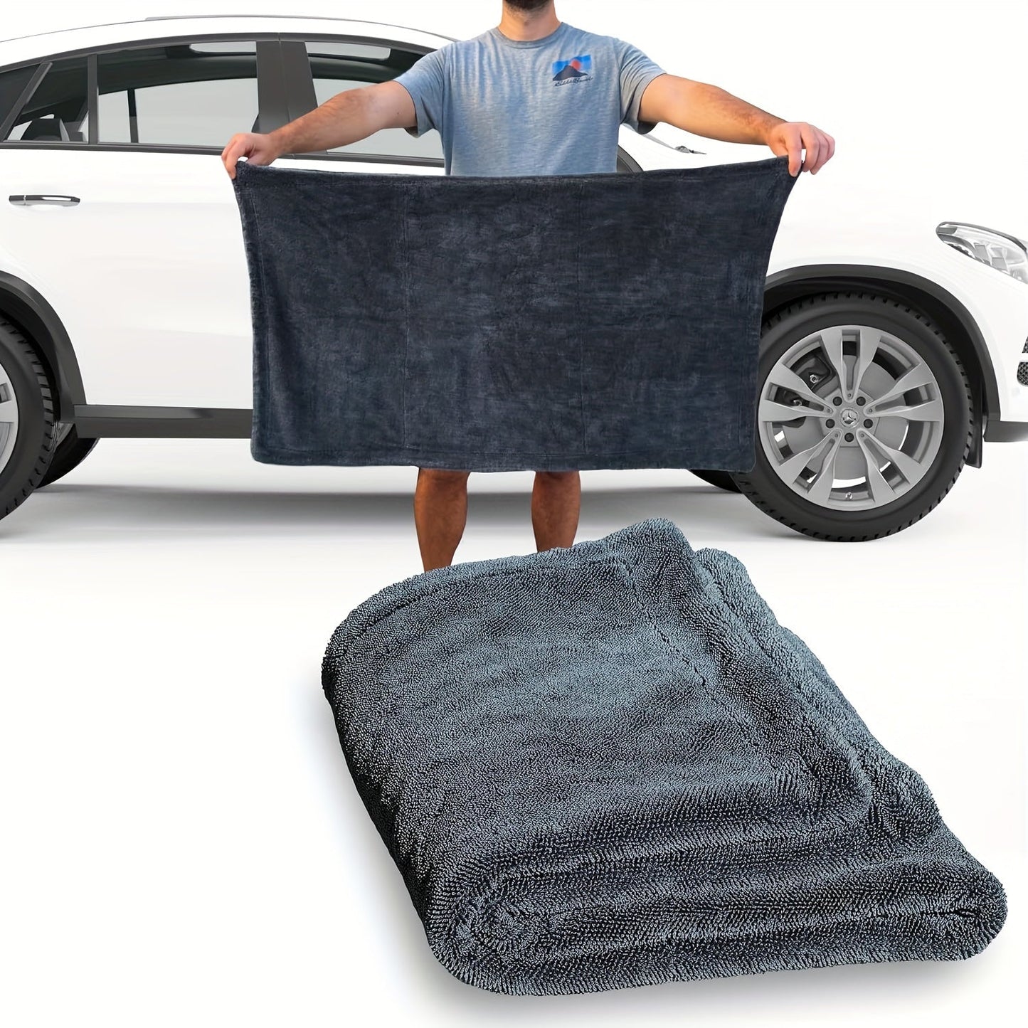 Microfiber Car Drying Towel 1300GSM – Edgeless Streak-Free Quick-Dry Detailing Towel, High Absorbency, XL Size 24x16" & 24x36" for Car