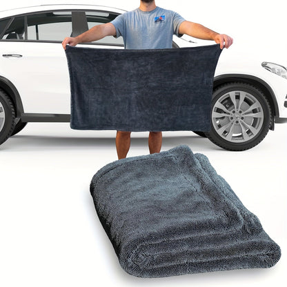 Microfiber Car Drying Towel 1300GSM – Edgeless Streak-Free Quick-Dry Detailing Towel, High Absorbency, XL Size 24x16" & 24x36" for Car