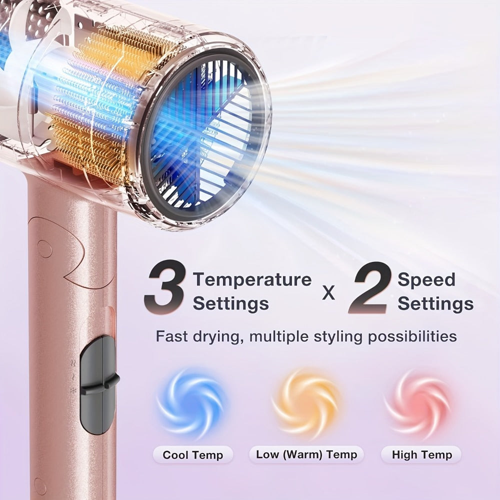 1875W Ionic Travel Hair Dryer Foldable with Diffuser & Concentrator Nozzle – Brushless Motor, 3 Heat Settings, 2 Speeds