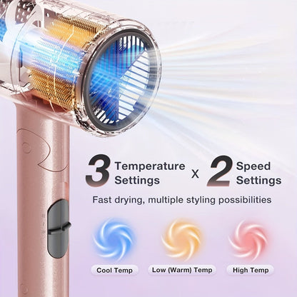 1875W Ionic Travel Hair Dryer Foldable with Diffuser & Concentrator Nozzle – Brushless Motor, 3 Heat Settings, 2 Speeds