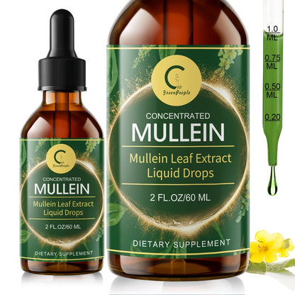 Mullein Leaf Liquid Tincture for Lung & Respiratory Health, Fast-Absorbing Herbal Drops for Breathing Support