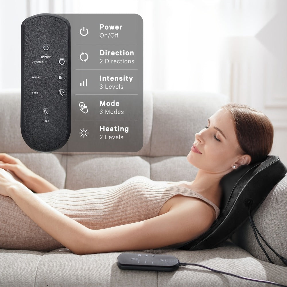 Neck Massager Pillow Heated Acupressure Electric Deep Tissue Kneading for Neck Shoulder Back Leg Relaxation Gift for Mom Dad Women Men