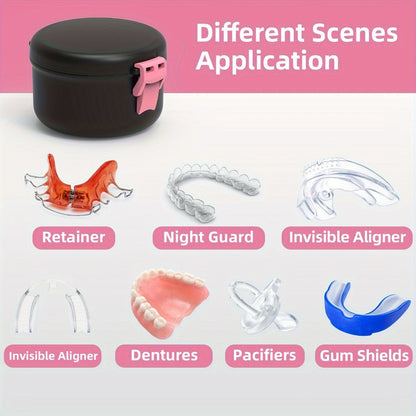 Retainer Case Leak-Proof Round Aligner Storage Box - Clear Orthodontic Retainer Case, Sealed Denture Storage Container for Invisalign