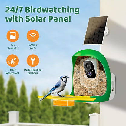 Smart Bird Feeder with Camera AI Bird Identification, 2K HD Live View, Auto Capture & Color Night Vision